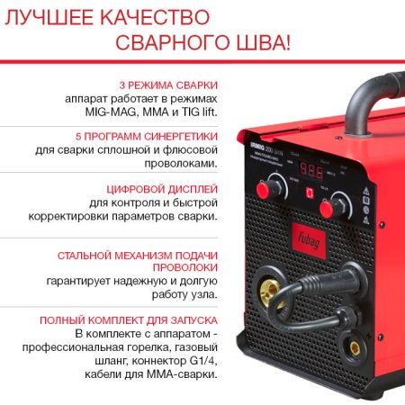FUBAG Сварочный полуавтомат IRMIG 200 SYN с горелкой 250 А 3 м в комплекте в Белгороде фото