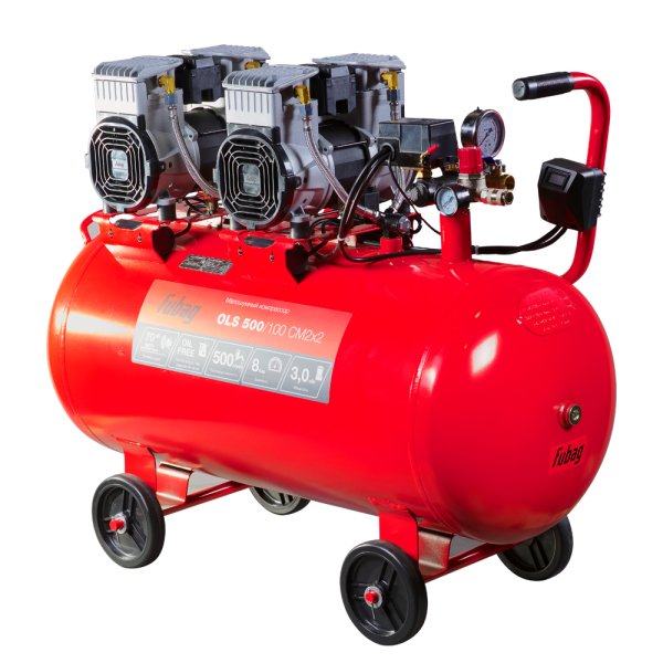 Компрессор воздушный безмасляный малошумный FUBAG OLS 500/100 CM2х2 + Набор пневмоинструмента (5 предметов) в ПОДАРОК в Белгороде фото