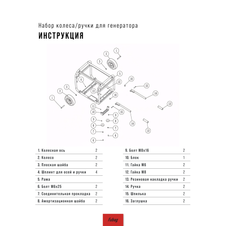 Комплект колес и ручек для генераторов FUBAG в Белгороде фото