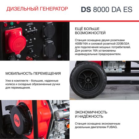 FUBAG Дизельный генератор (трехфазный) с электростартером и коннектором автоматики DS 8000 DA ES в Белгороде фото