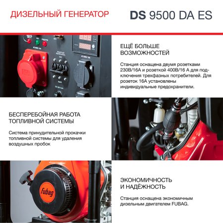 FUBAG Дизельный генератор (трехфазный) с электростартером и коннектором автоматики DS 9500 DA ES в Белгороде фото