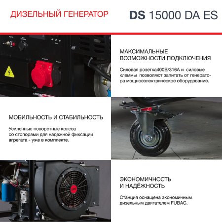 FUBAG Дизельный генератор (трехфазный) с электростартером и коннектором автоматики DS 15000 DA ES в Белгороде фото
